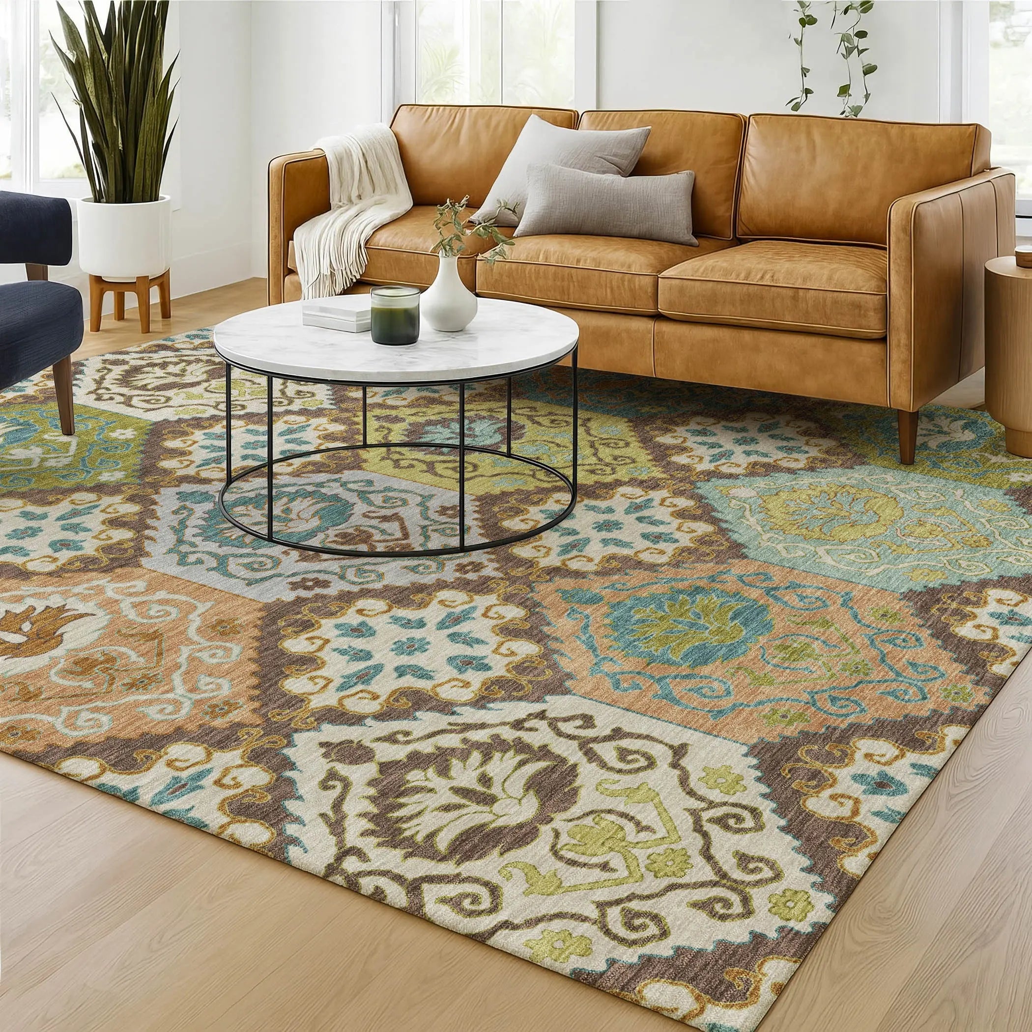 3' X 5' Chocolate And Beige Geometric Washable Indoor Outdoor Area Rug Homeroots Outdoor
