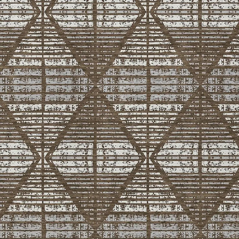 3' X 5' Chocolate And Beige Geometric Washable Indoor Outdoor Area Rug Homeroots Outdoor