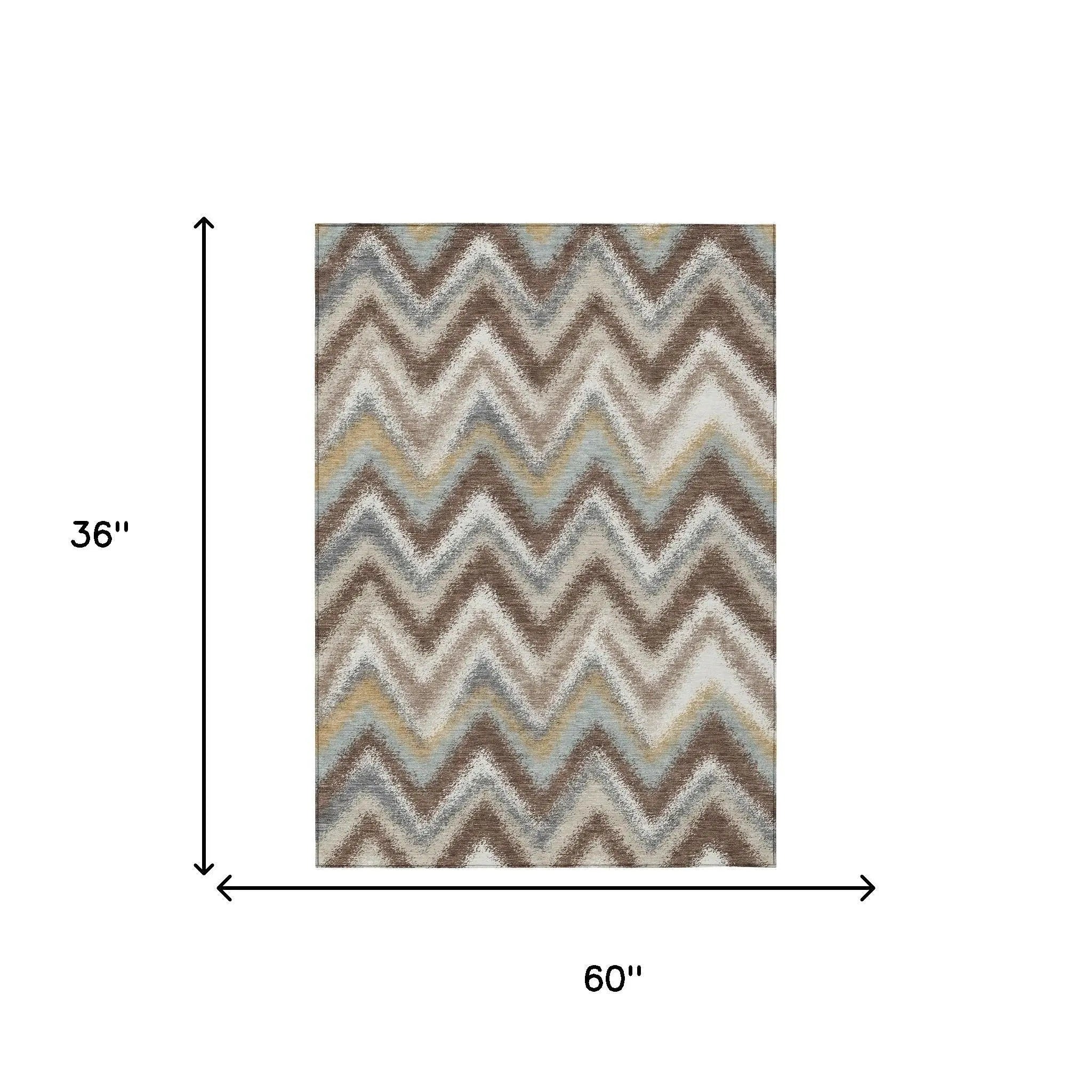 3' X 5' Chocolate And Beige Geometric Washable Indoor Outdoor Area Rug Homeroots Outdoor