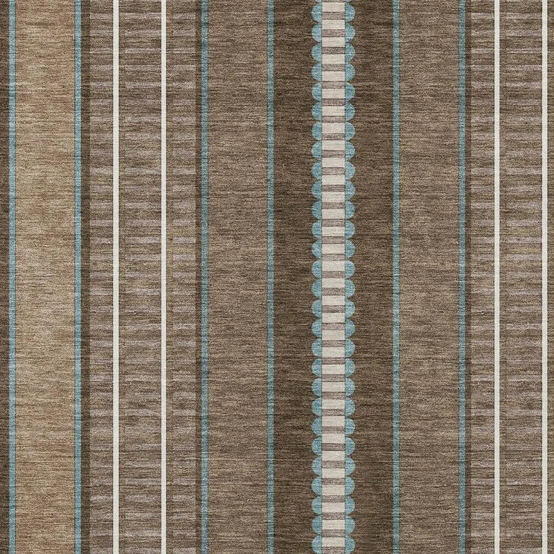 3' X 5' Chocolate And Blue Striped Washable Indoor Outdoor Area Rug Homeroots Outdoor