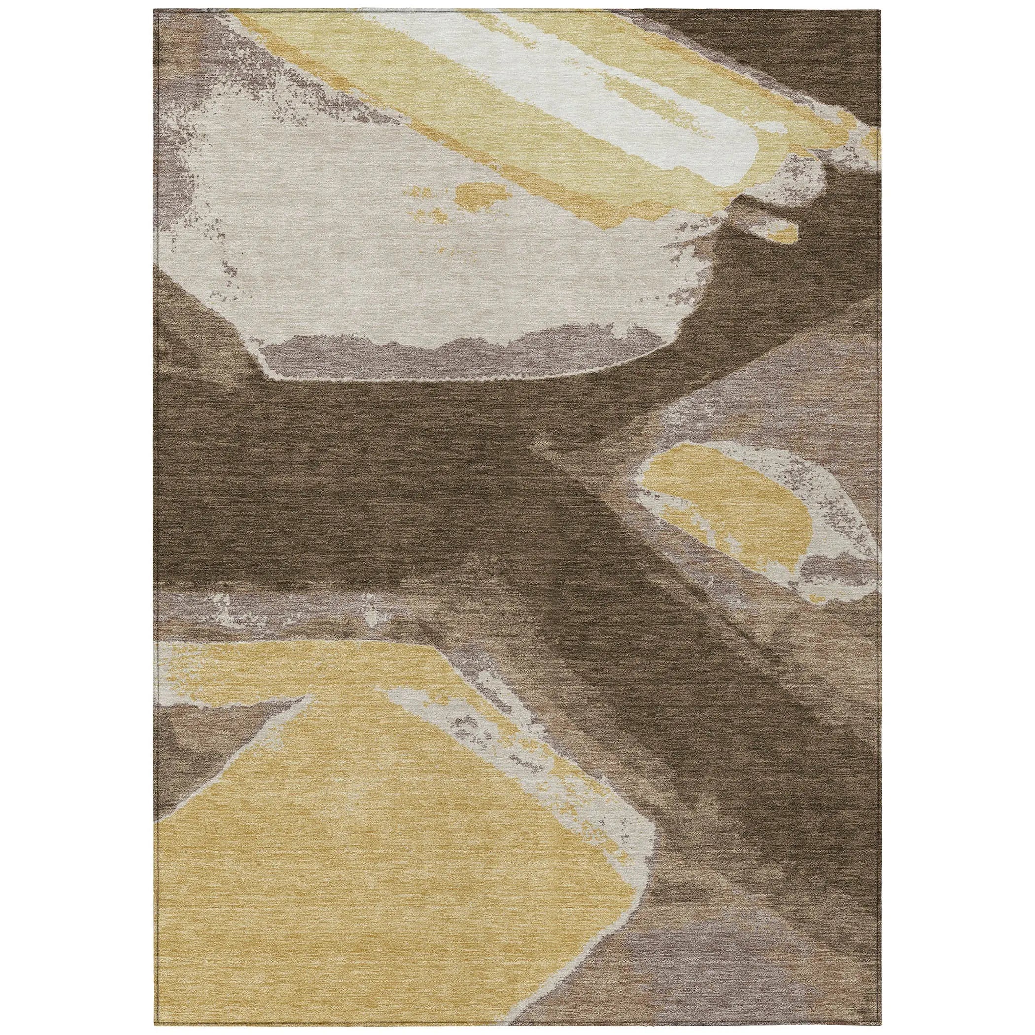 3' X 5' Chocolate And Brown Abstract Washable Indoor Outdoor Area Rug Homeroots Outdoor
