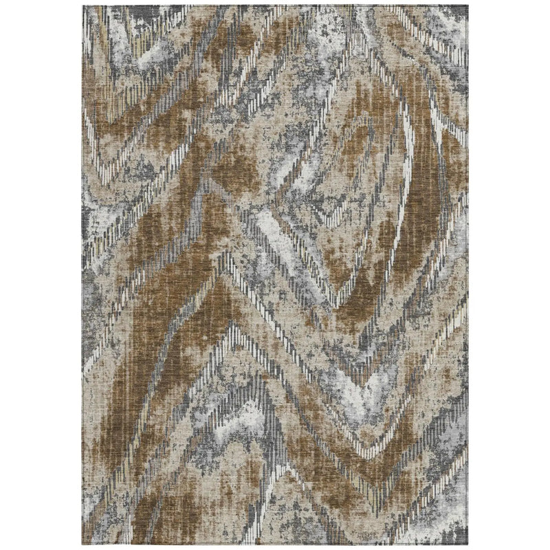 3' X 5' Chocolate And Brown Abstract Washable Indoor Outdoor Area Rug Homeroots Outdoor