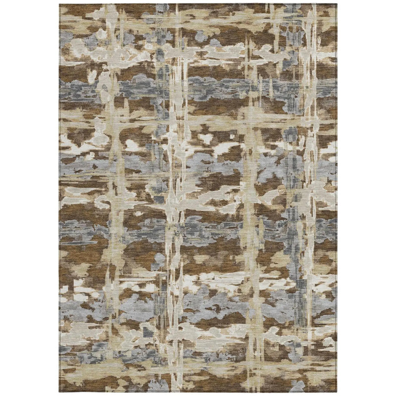 3' X 5' Chocolate And Brown Abstract Washable Indoor Outdoor Area Rug Homeroots Outdoor