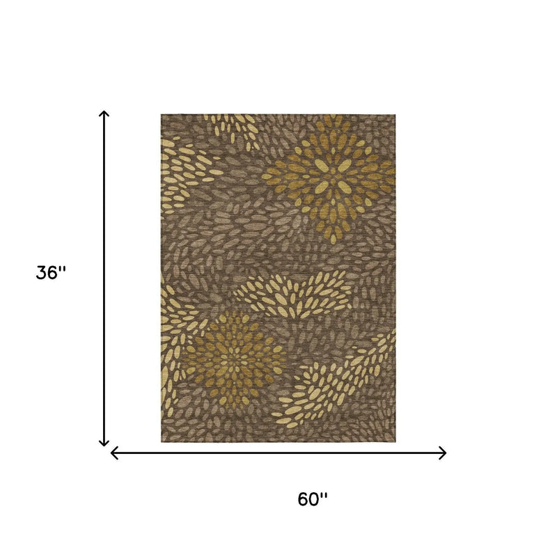 3' X 5' Chocolate And Brown Abstract Washable Indoor Outdoor Area Rug Homeroots Outdoor
