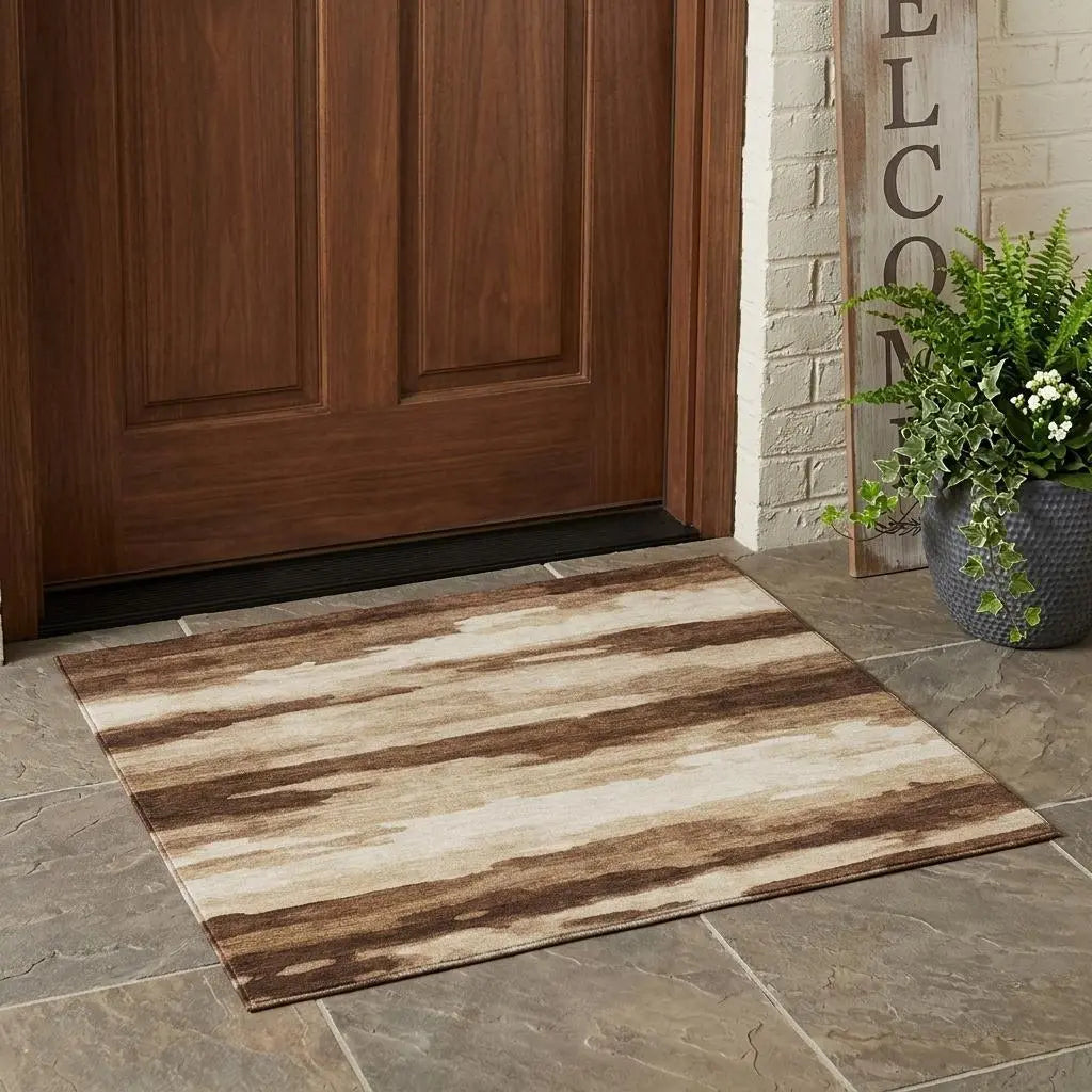 3' X 5' Chocolate And Brown Abstract Washable Indoor Outdoor Area Rug Homeroots Outdoor