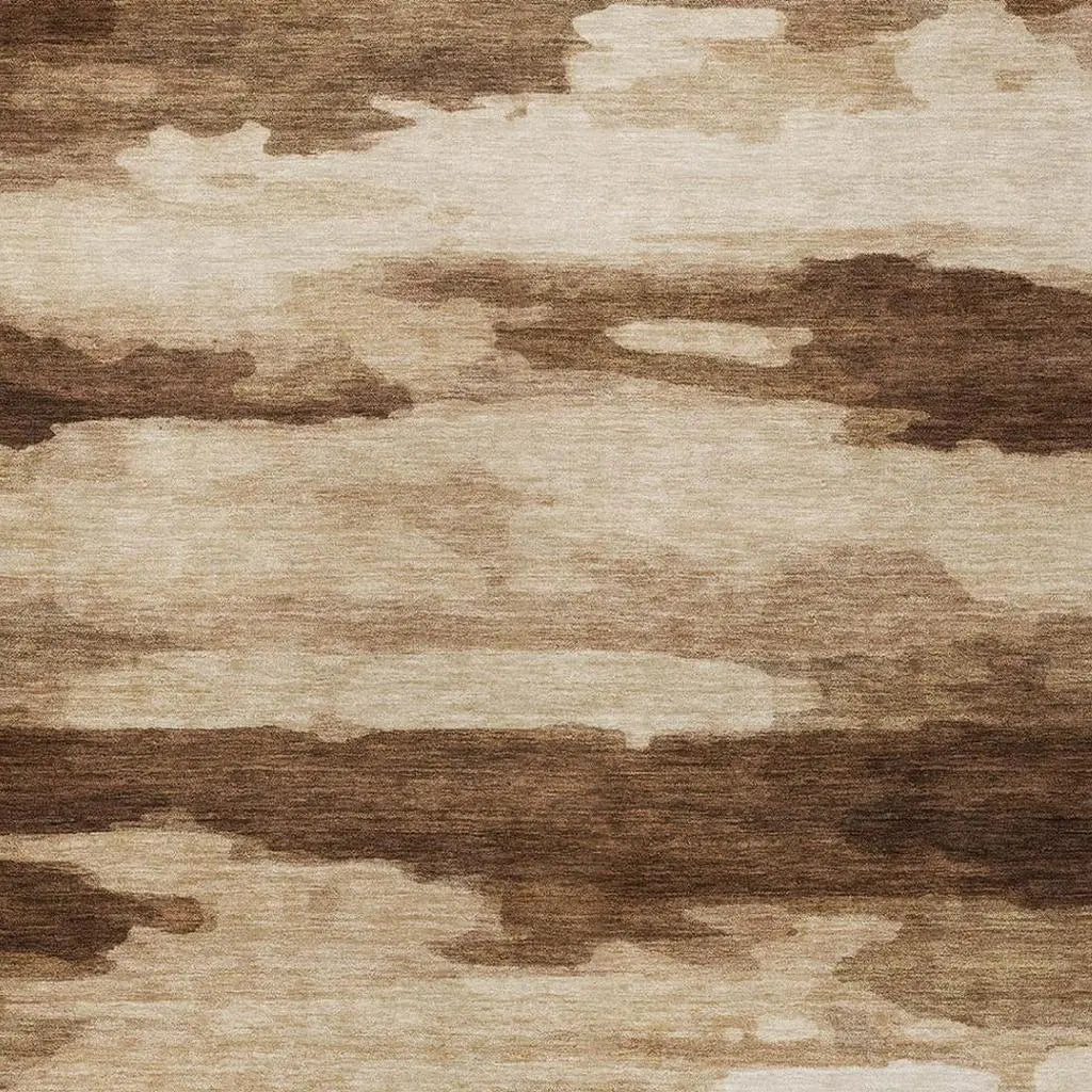 3' X 5' Chocolate And Brown Abstract Washable Indoor Outdoor Area Rug Homeroots Outdoor