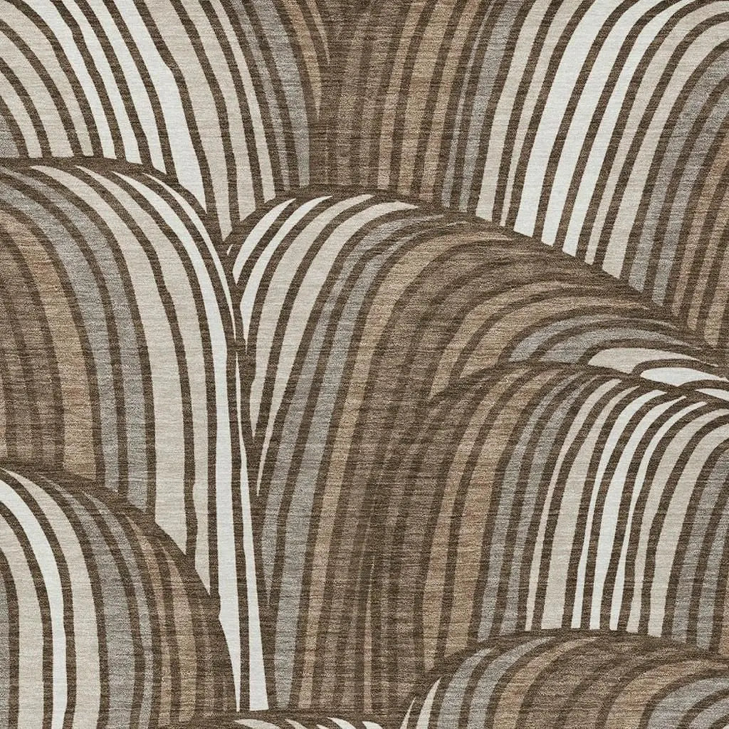 3' X 5' Chocolate And Brown Abstract Washable Indoor Outdoor Area Rug Homeroots Outdoor