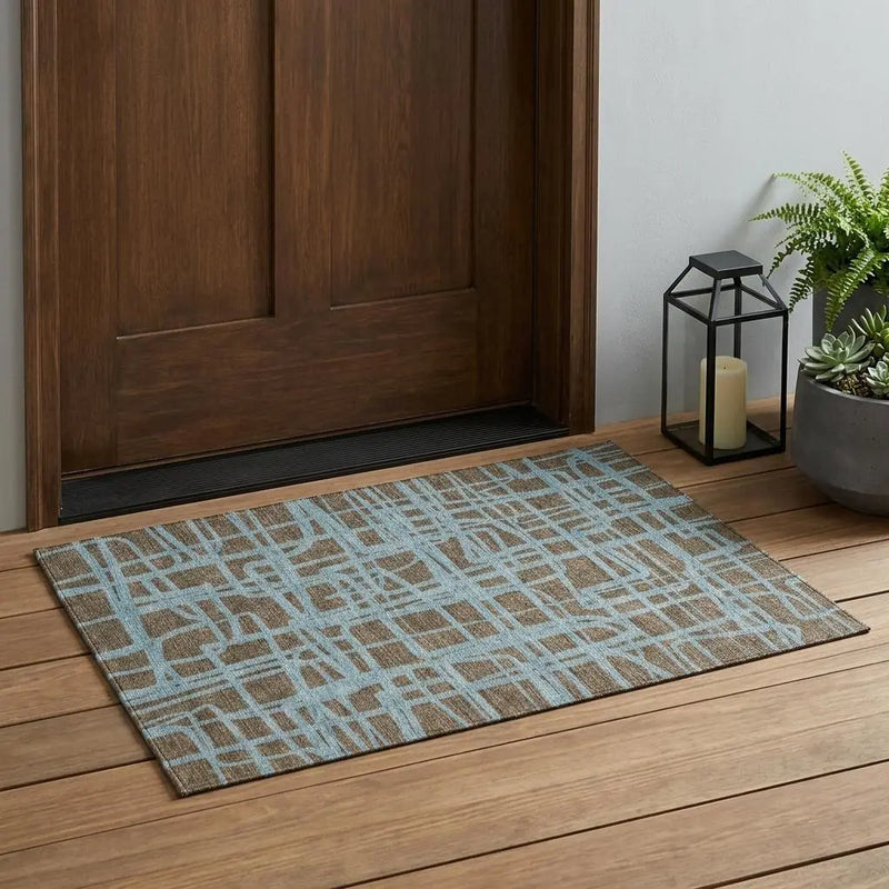 3' X 5' Chocolate And Brown Abstract Washable Indoor Outdoor Area Rug Homeroots Outdoor