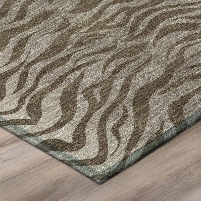 3' X 5' Chocolate And Brown Animal Print Washable Indoor Outdoor Area Rug Homeroots Outdoor