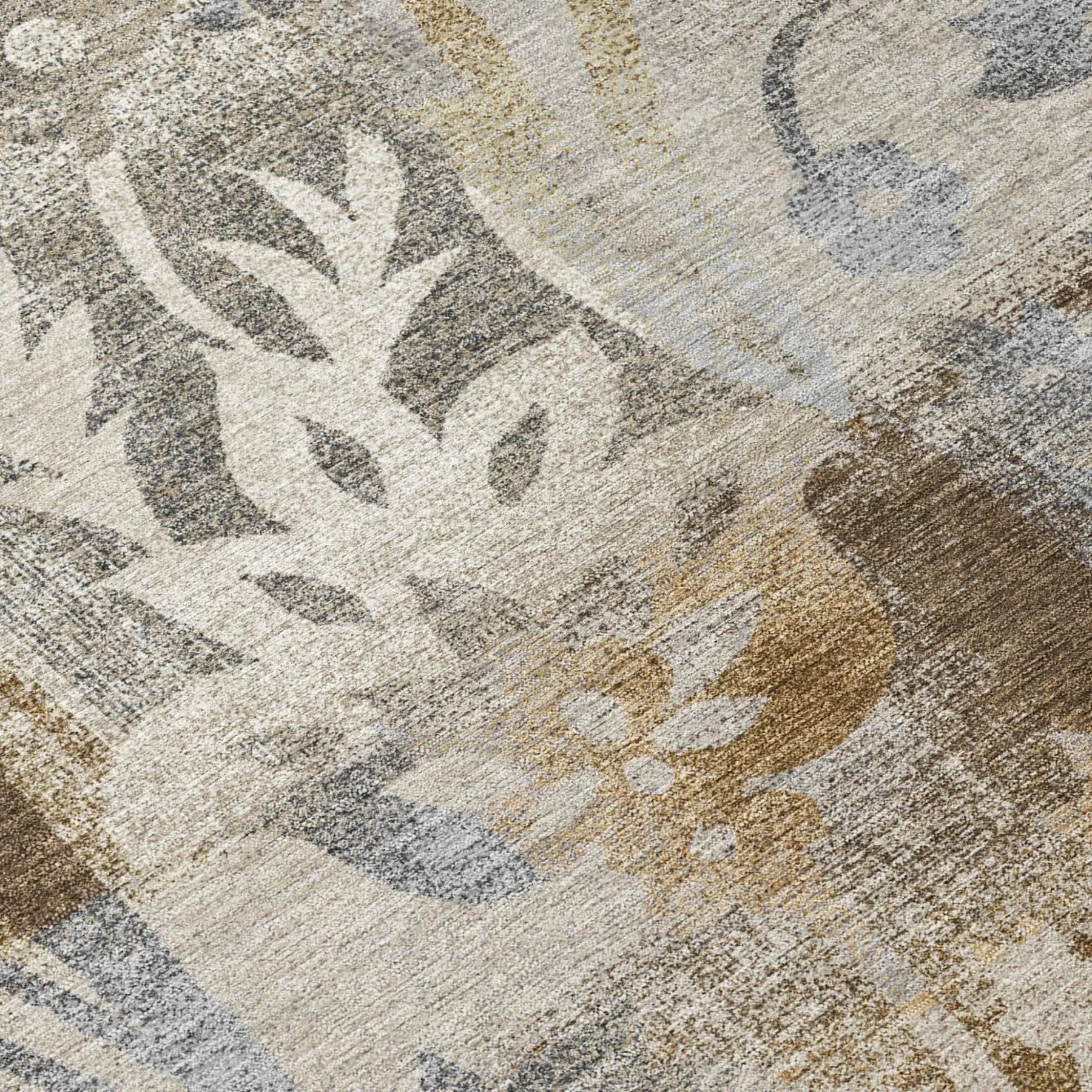 3' X 5' Chocolate And Brown Botanical Leaves Washable Indoor Outdoor Area Rug Homeroots Outdoor