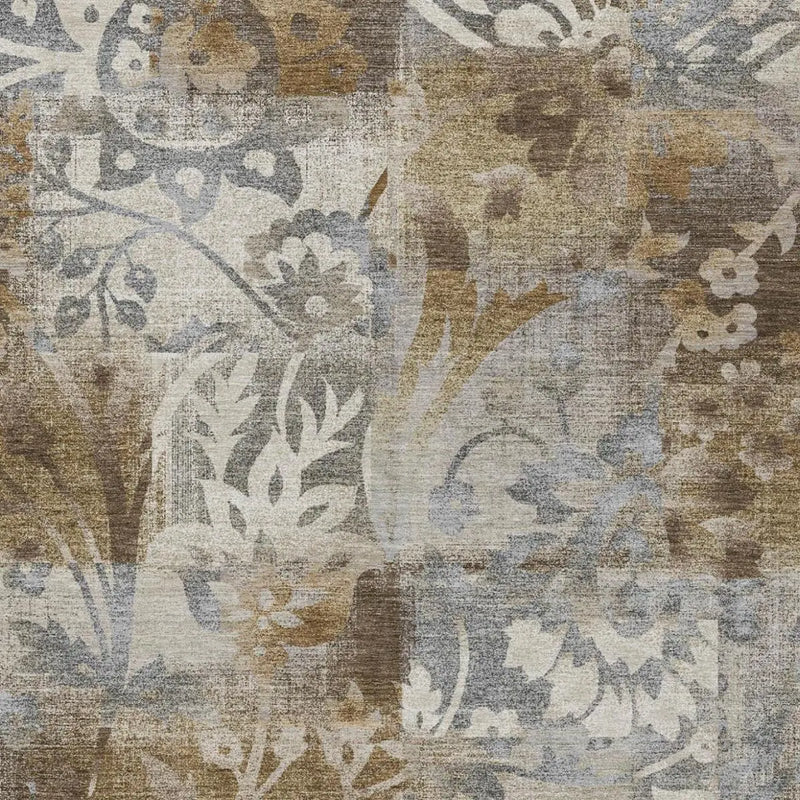 3' X 5' Chocolate And Brown Botanical Leaves Washable Indoor Outdoor Area Rug Homeroots Outdoor
