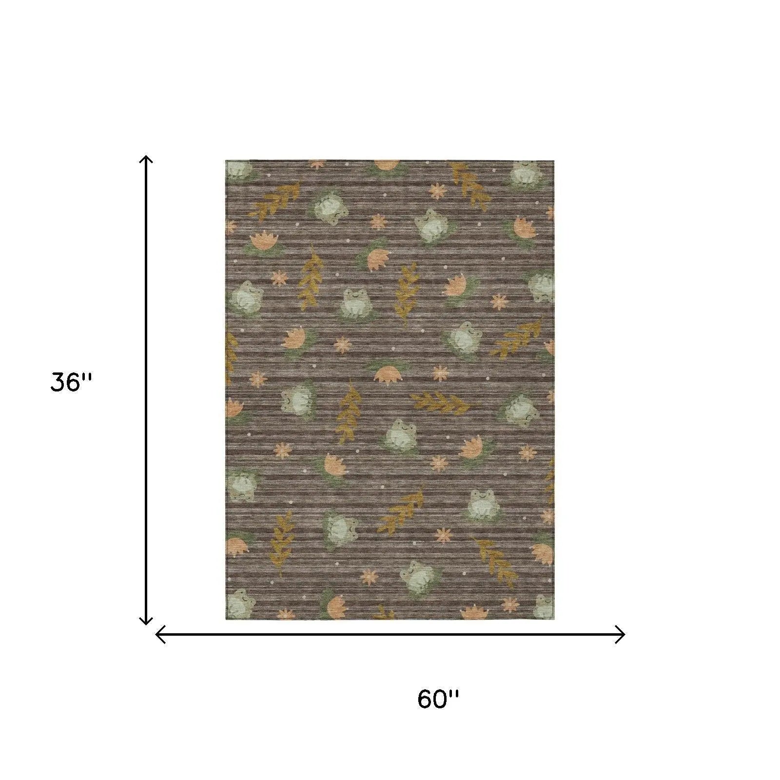 3' X 5' Chocolate And Brown Botanical Leaves Washable Indoor Outdoor Area Rug Homeroots Outdoor