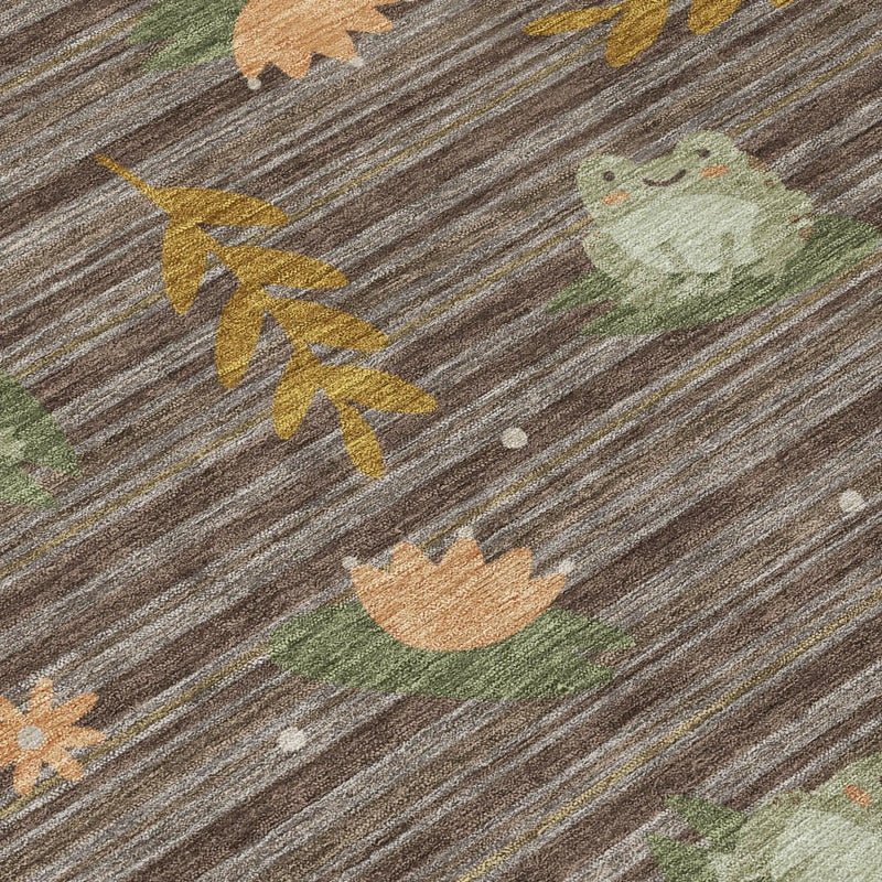 3' X 5' Chocolate And Brown Botanical Leaves Washable Indoor Outdoor Area Rug Homeroots Outdoor