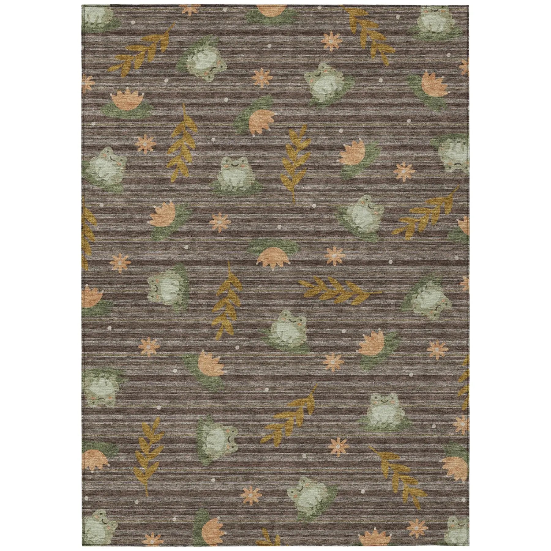3' X 5' Chocolate And Brown Botanical Leaves Washable Indoor Outdoor Area Rug Homeroots Outdoor