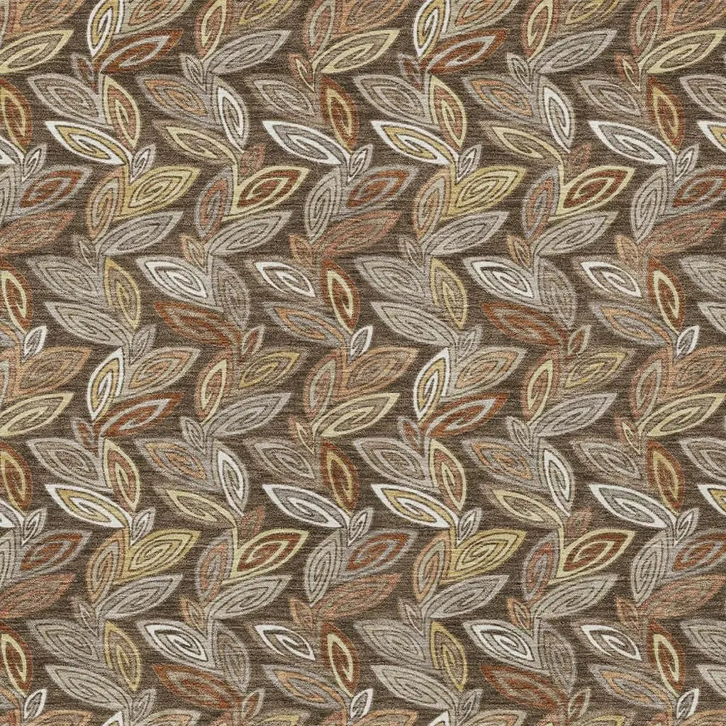 3' X 5' Chocolate And Brown Botanical Leaves Washable Indoor Outdoor Area Rug Homeroots Outdoor