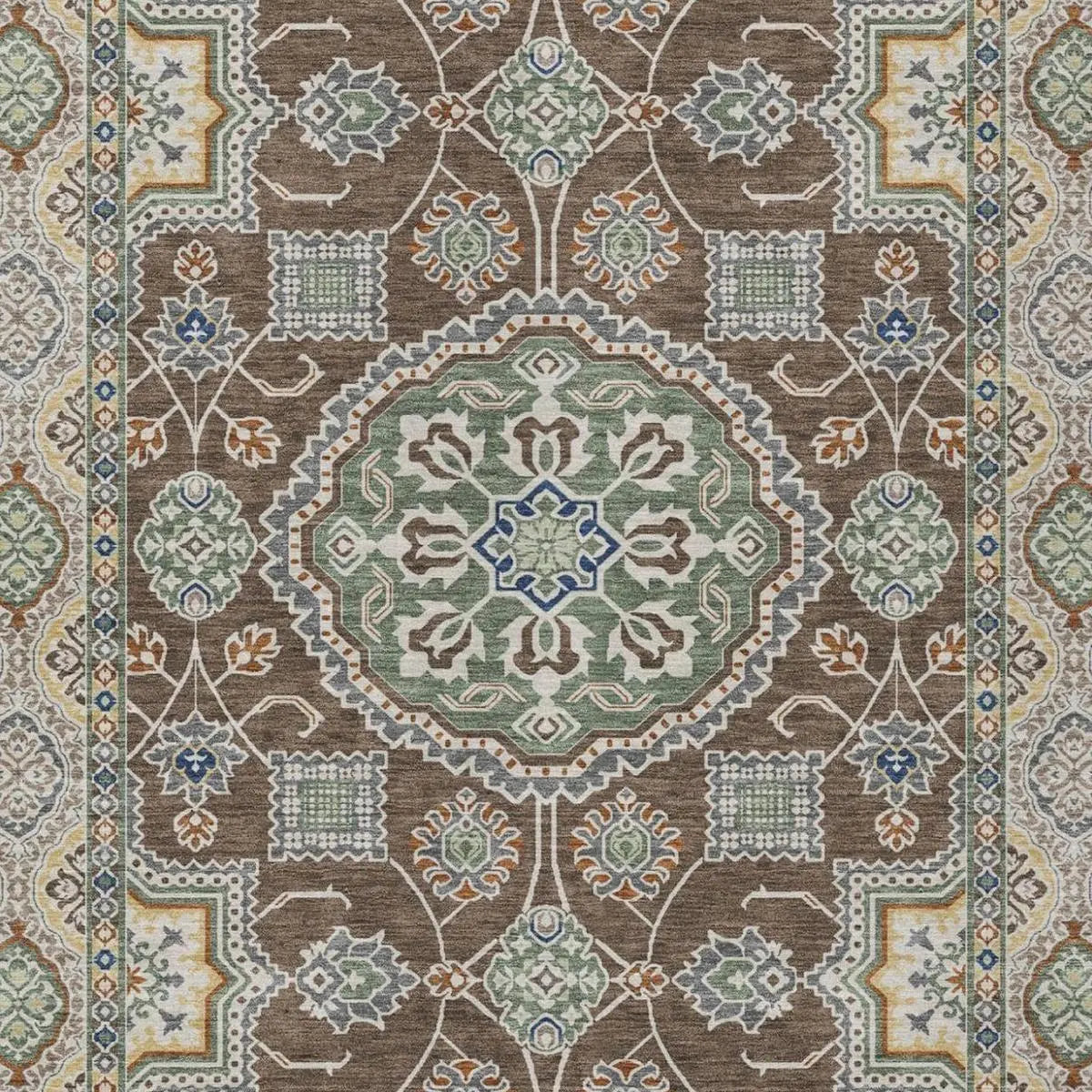 3' X 5' Chocolate And Brown Floral Medallion Washable Indoor Outdoor Area Rug Homeroots Outdoor