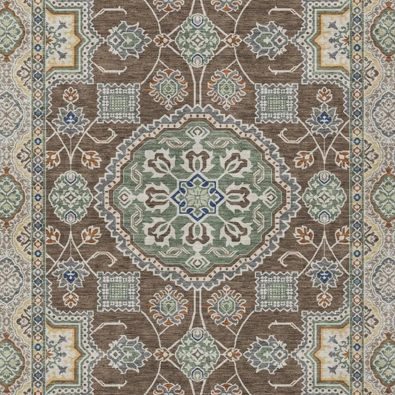 3' X 5' Chocolate And Brown Floral Medallion Washable Indoor Outdoor Area Rug Homeroots Outdoor