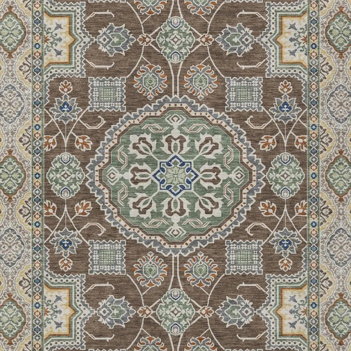 3' X 5' Chocolate And Brown Floral Medallion Washable Indoor Outdoor Area Rug Homeroots Outdoor
