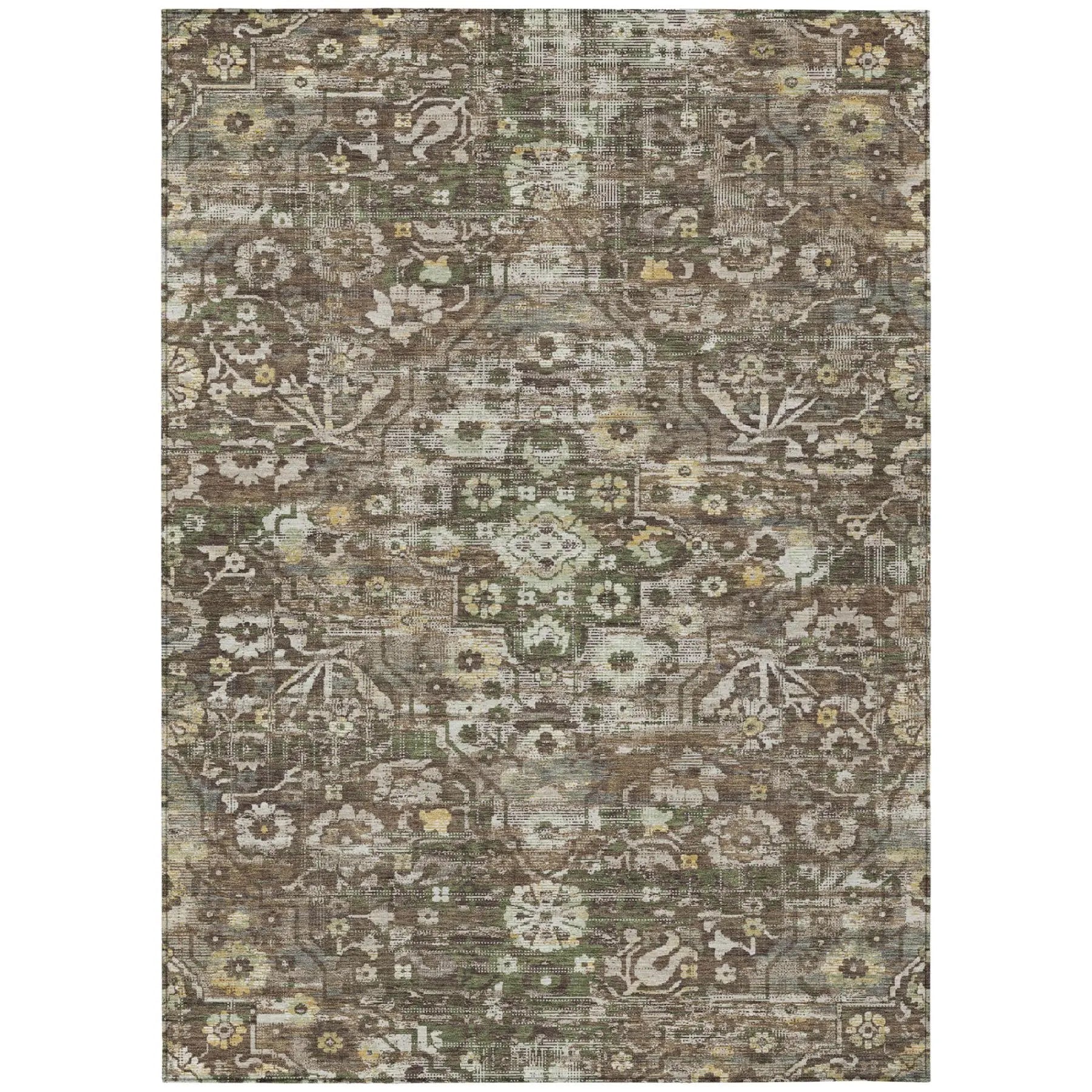 3' X 5' Chocolate And Brown Floral Medallion Washable Indoor Outdoor Area Rug Homeroots Outdoor
