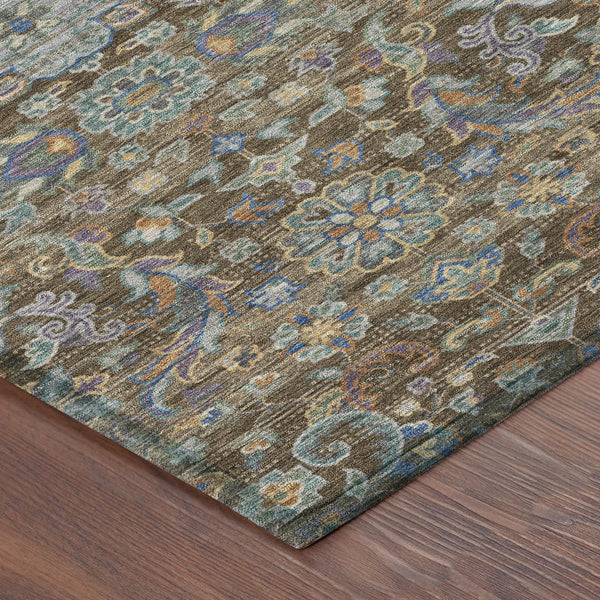 3' X 5' Chocolate And Brown Floral Medallion Washable Indoor Outdoor Area Rug Homeroots Outdoor