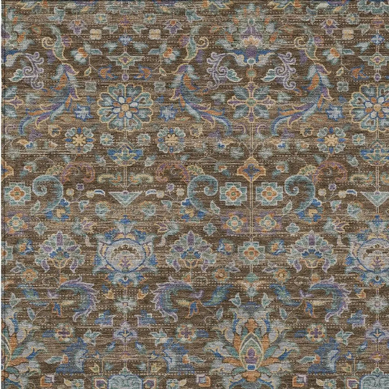 3' X 5' Chocolate And Brown Floral Medallion Washable Indoor Outdoor Area Rug Homeroots Outdoor