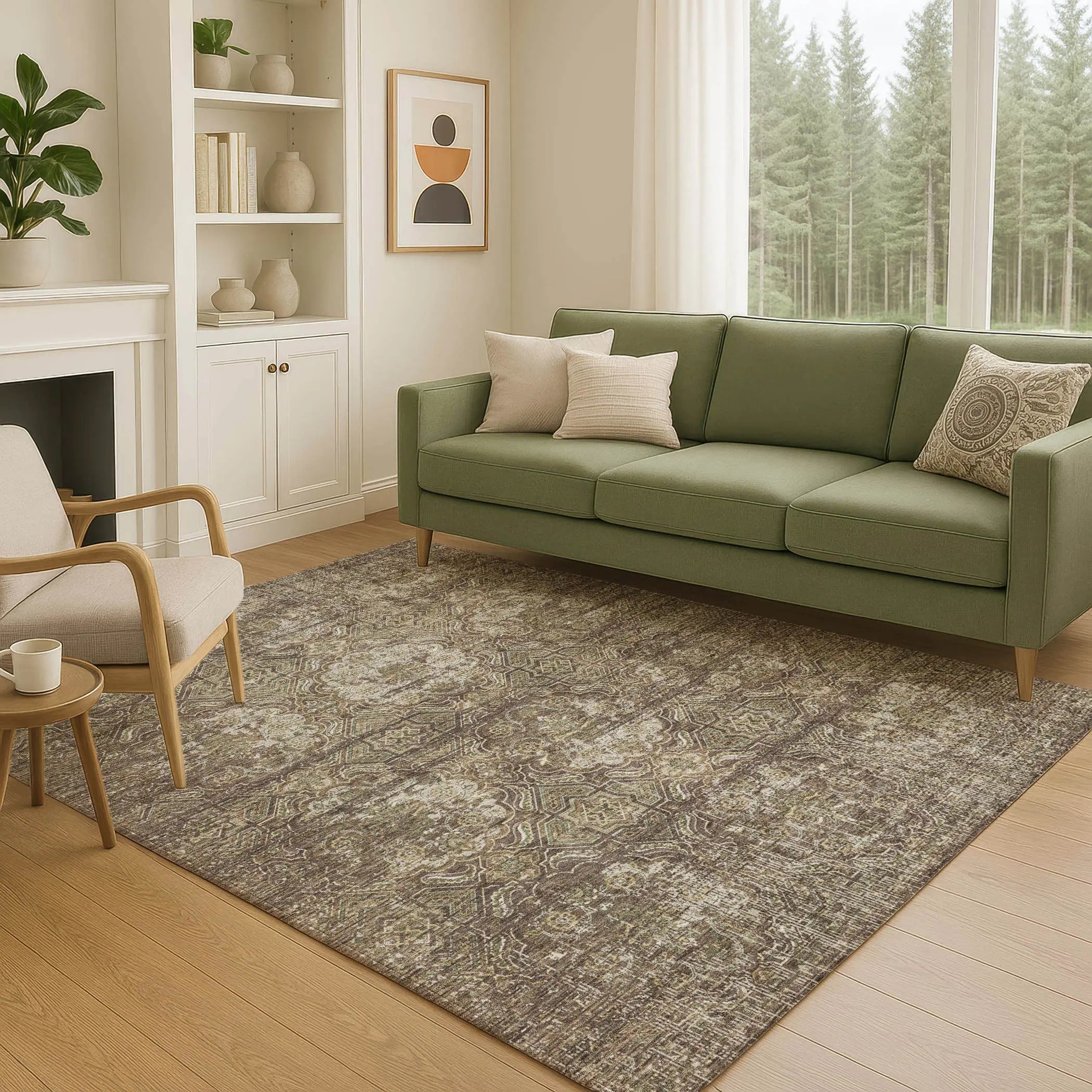 3' X 5' Chocolate And Brown Floral Washable Indoor Outdoor Area Rug Homeroots Outdoor