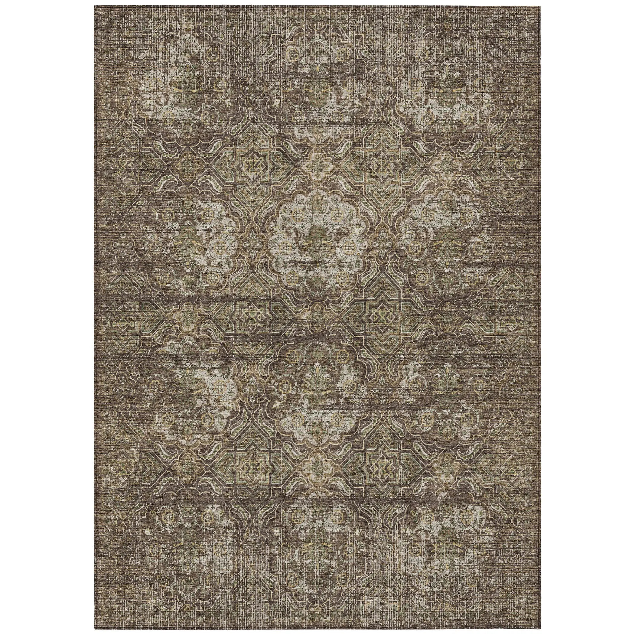3' X 5' Chocolate And Brown Floral Washable Indoor Outdoor Area Rug Homeroots Outdoor