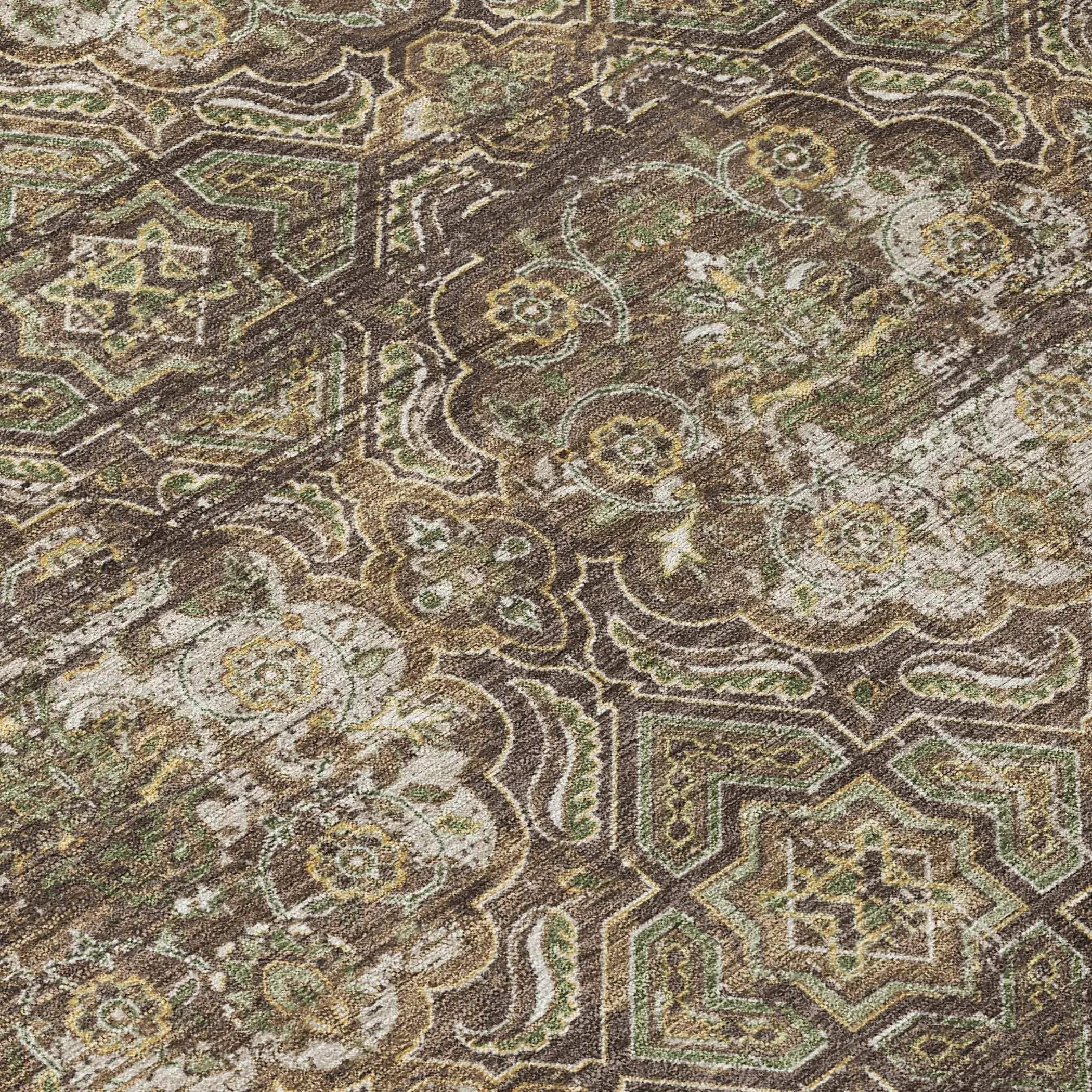 3' X 5' Chocolate And Brown Floral Washable Indoor Outdoor Area Rug Homeroots Outdoor