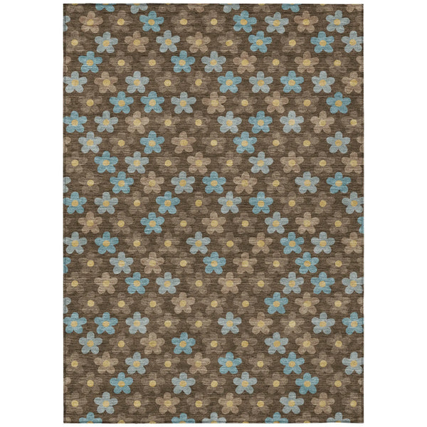 3' X 5' Chocolate And Brown Floral Washable Indoor Outdoor Area Rug Homeroots Outdoor