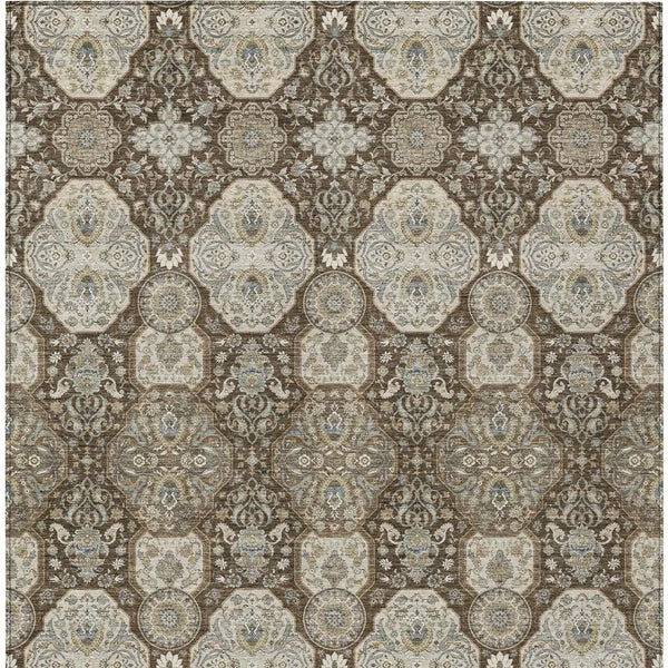 3' X 5' Chocolate And Brown Floral Washable Indoor Outdoor Area Rug Homeroots Outdoor