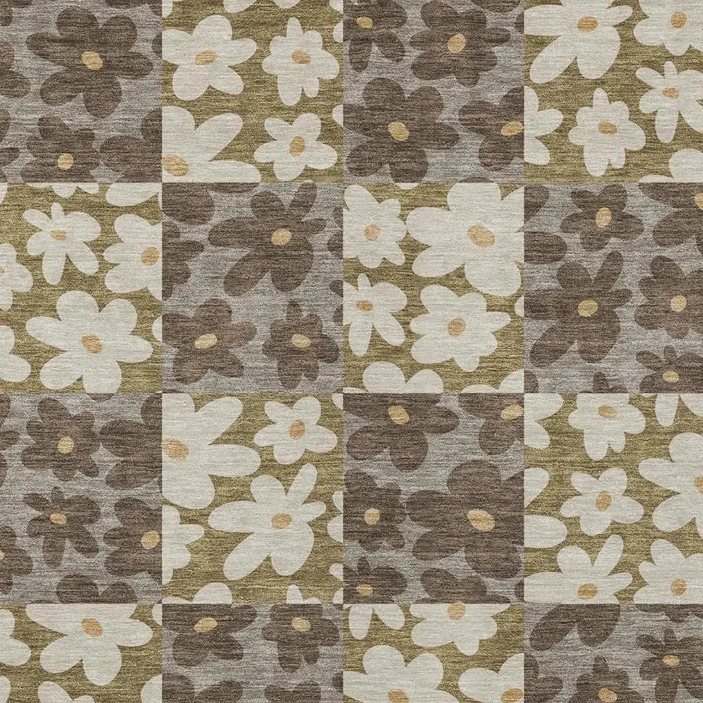 3' X 5' Chocolate And Brown Floral Washable Indoor Outdoor Area Rug Homeroots Outdoor