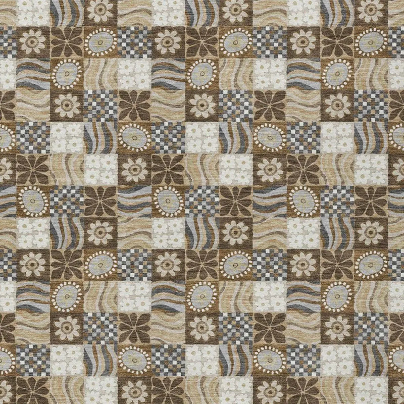 3' X 5' Chocolate And Brown Floral Washable Indoor Outdoor Area Rug Homeroots Outdoor