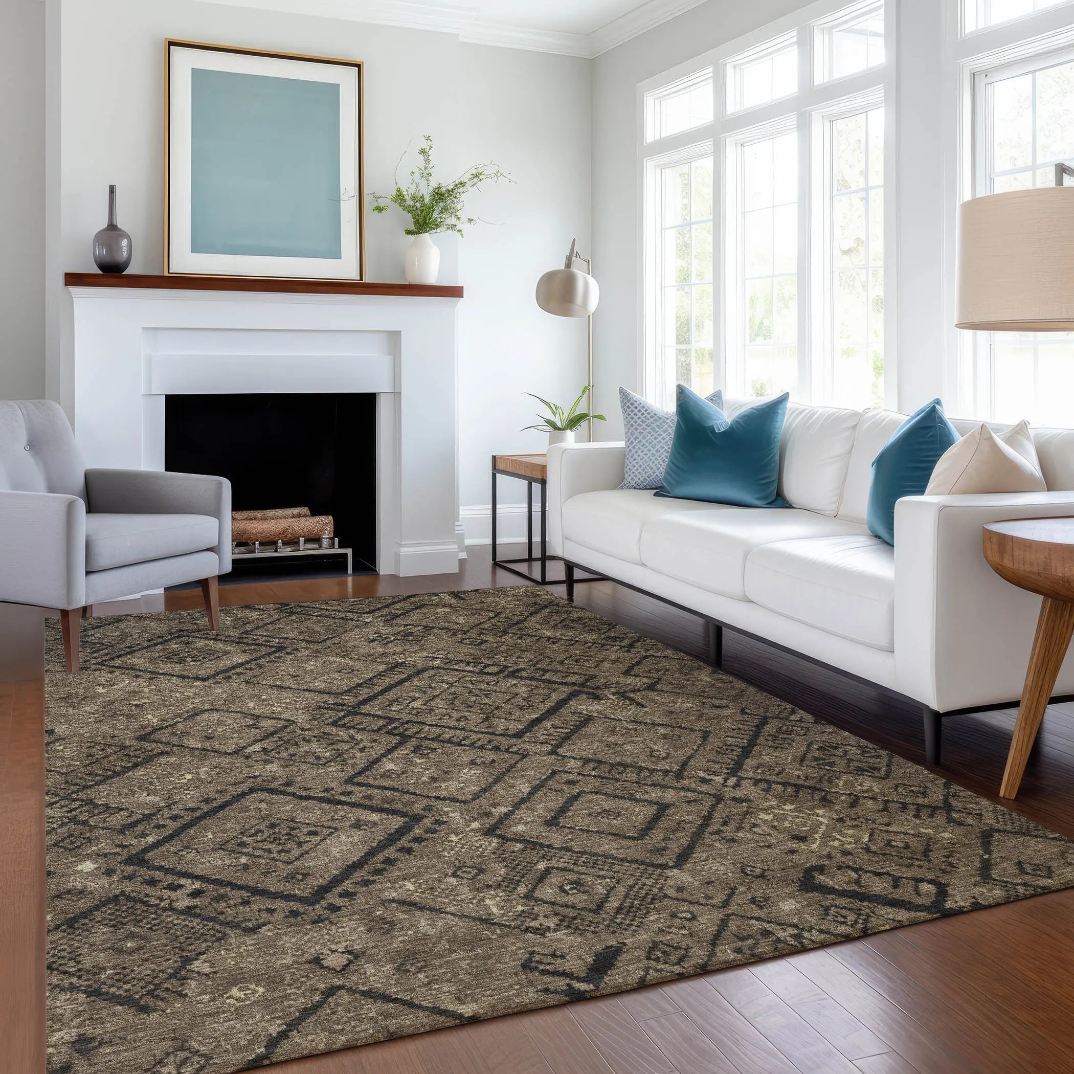 3' X 5' Chocolate And Brown Geometric Washable Indoor Outdoor Area Rug Homeroots Outdoor
