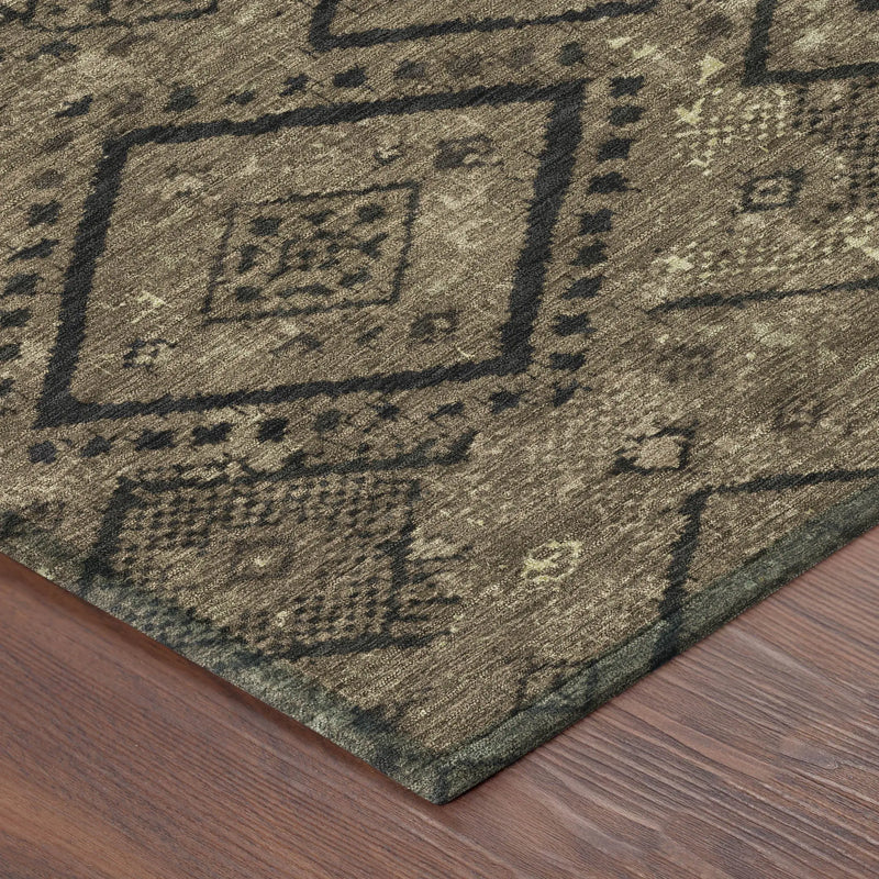 3' X 5' Chocolate And Brown Geometric Washable Indoor Outdoor Area Rug Homeroots Outdoor