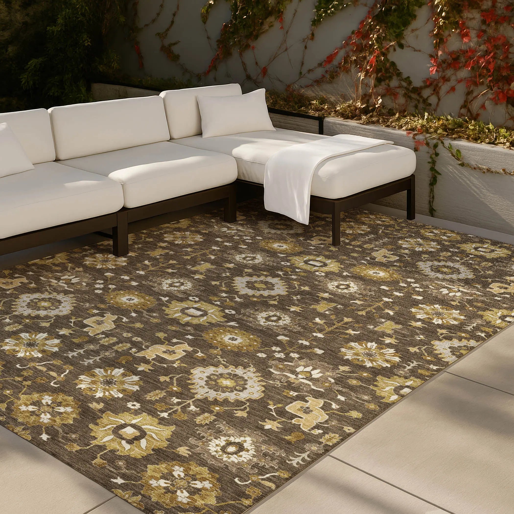 3' X 5' Chocolate And Brown Geometric Washable Indoor Outdoor Area Rug Homeroots Outdoor