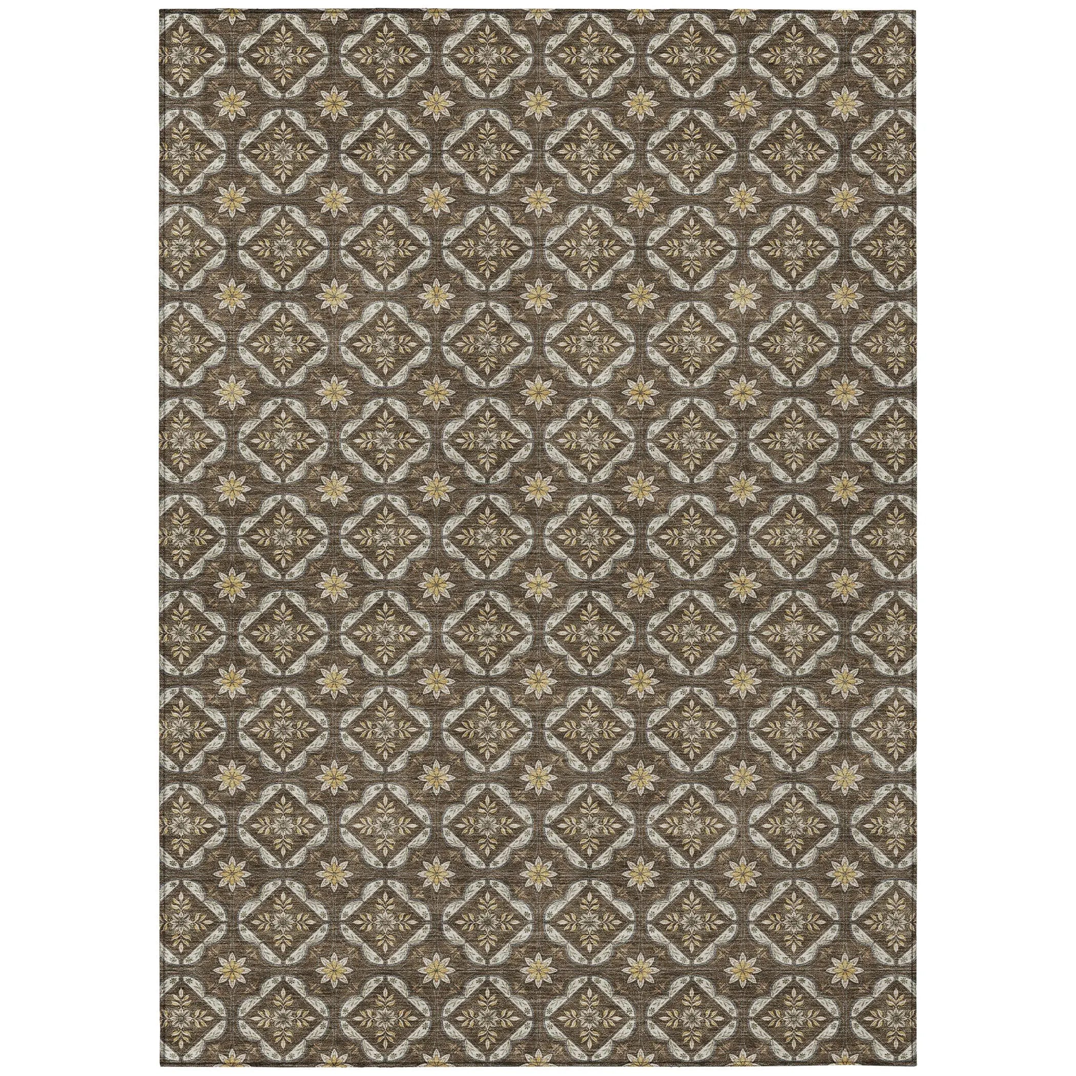 3' X 5' Chocolate And Brown Geometric Washable Indoor Outdoor Area Rug Homeroots Outdoor
