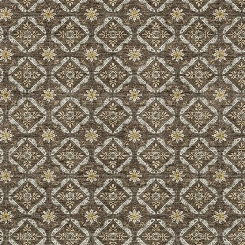 3' X 5' Chocolate And Brown Geometric Washable Indoor Outdoor Area Rug Homeroots Outdoor