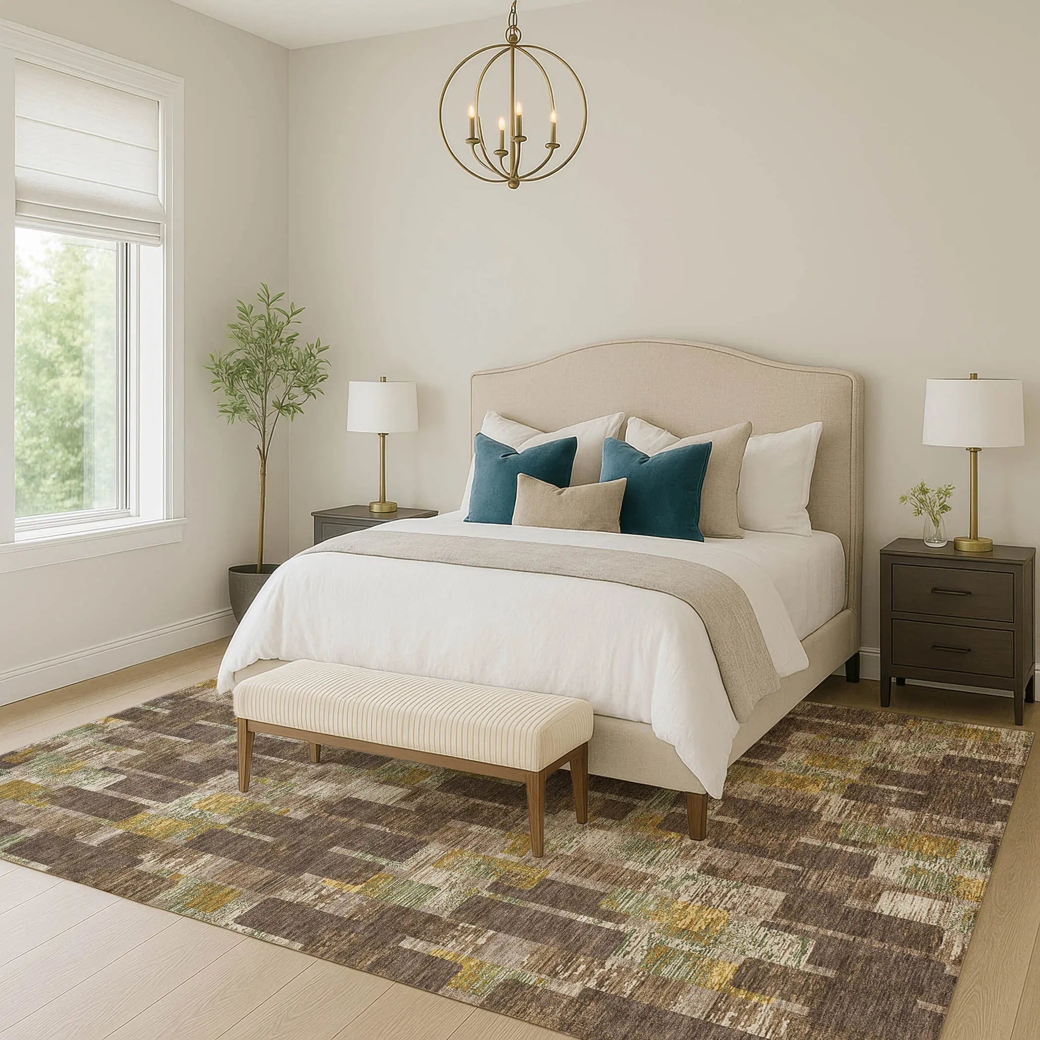 3' X 5' Chocolate And Brown Geometric Washable Indoor Outdoor Area Rug Homeroots Outdoor