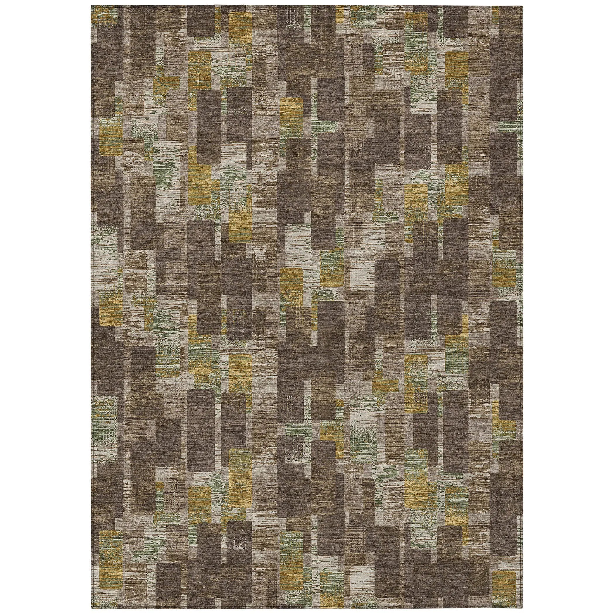 3' X 5' Chocolate And Brown Geometric Washable Indoor Outdoor Area Rug Homeroots Outdoor