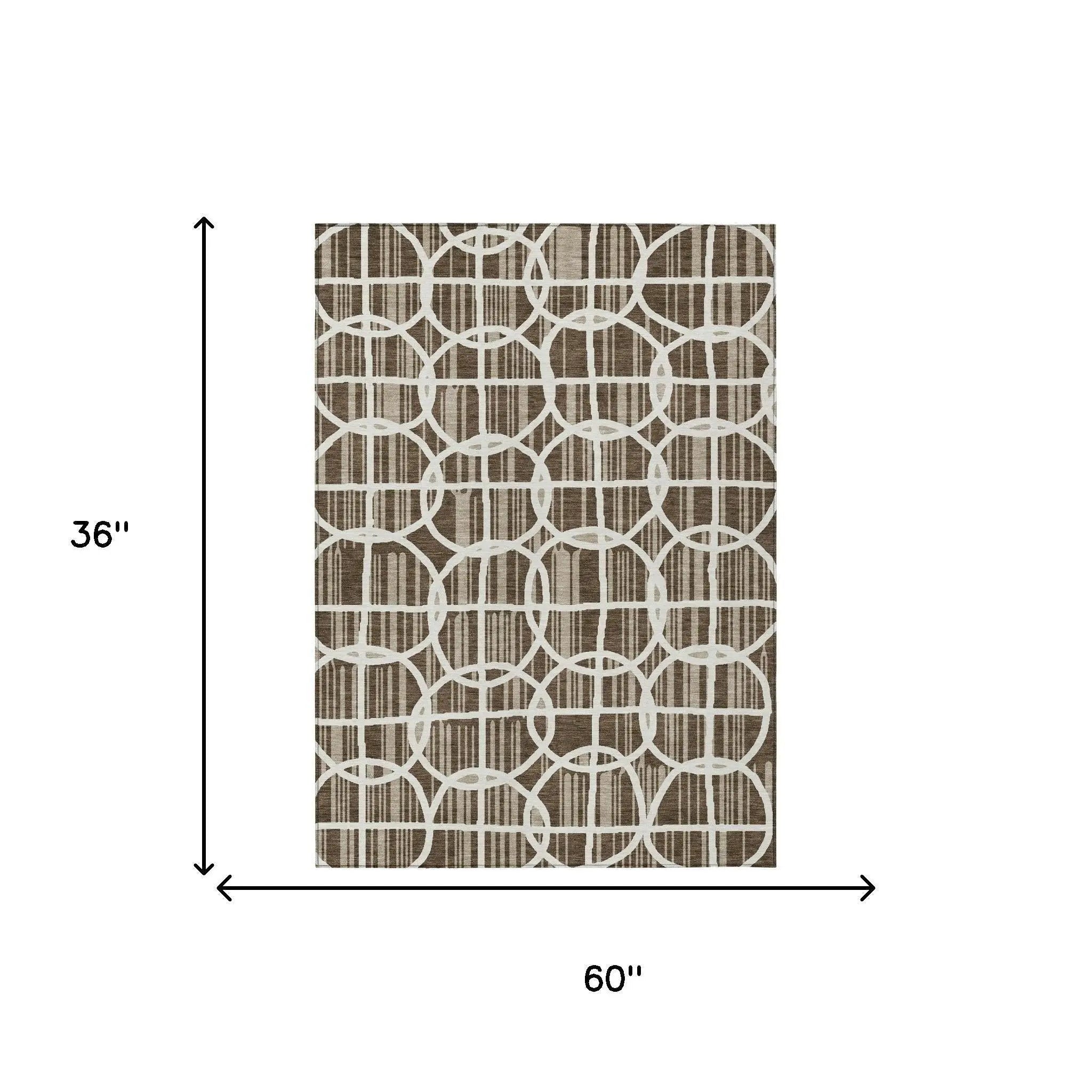 3' X 5' Chocolate And Brown Geometric Washable Indoor Outdoor Area Rug Homeroots Outdoor