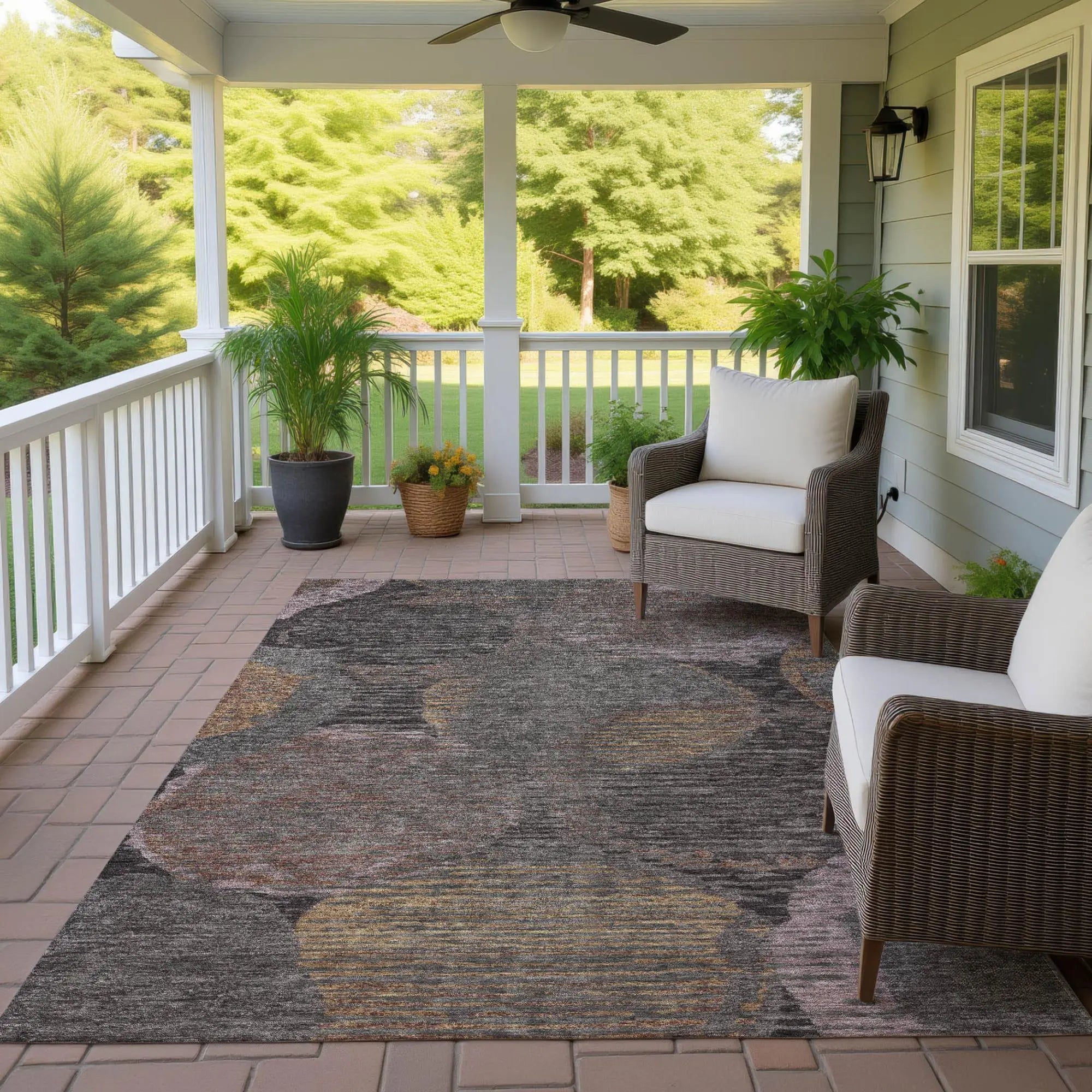 3' X 5' Chocolate And Brown Geometric Washable Indoor Outdoor Area Rug Homeroots Outdoor