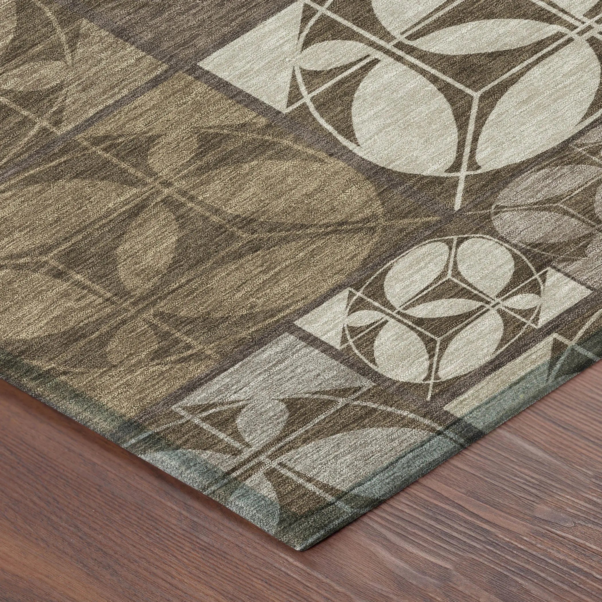 3' X 5' Chocolate And Brown Geometric Washable Indoor Outdoor Area Rug Homeroots Outdoor