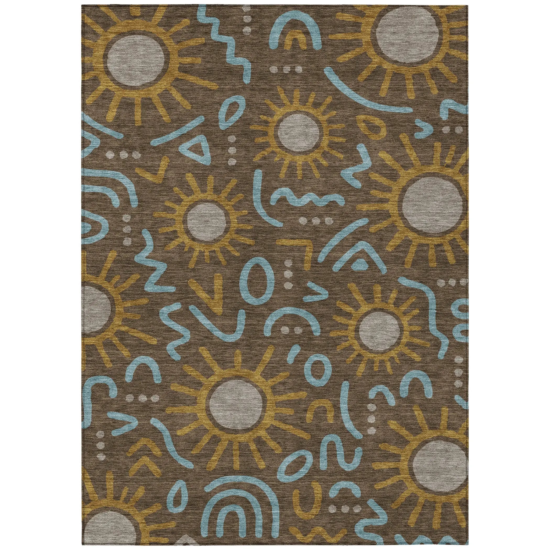 3' X 5' Chocolate And Brown Geometric Washable Indoor Outdoor Area Rug Homeroots Outdoor