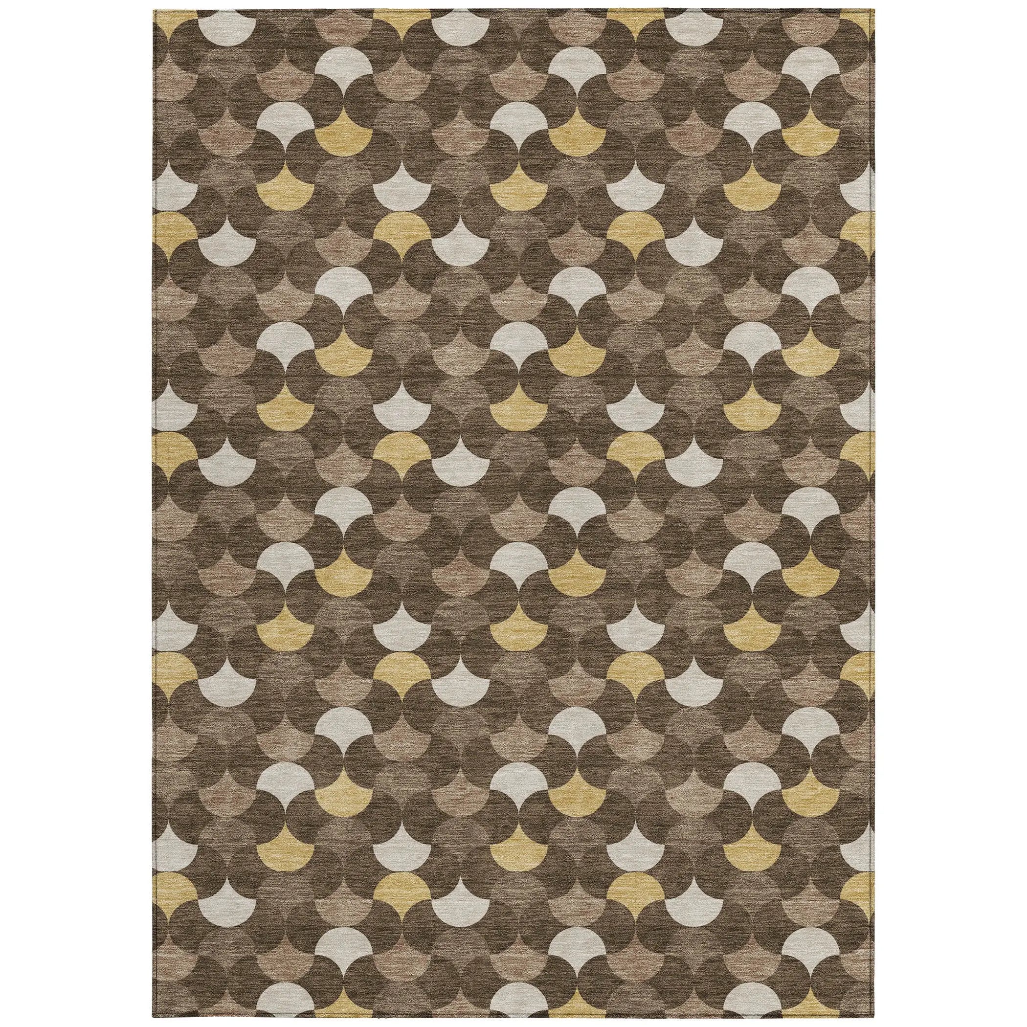 3' X 5' Chocolate And Brown Geometric Washable Indoor Outdoor Area Rug Homeroots Outdoor
