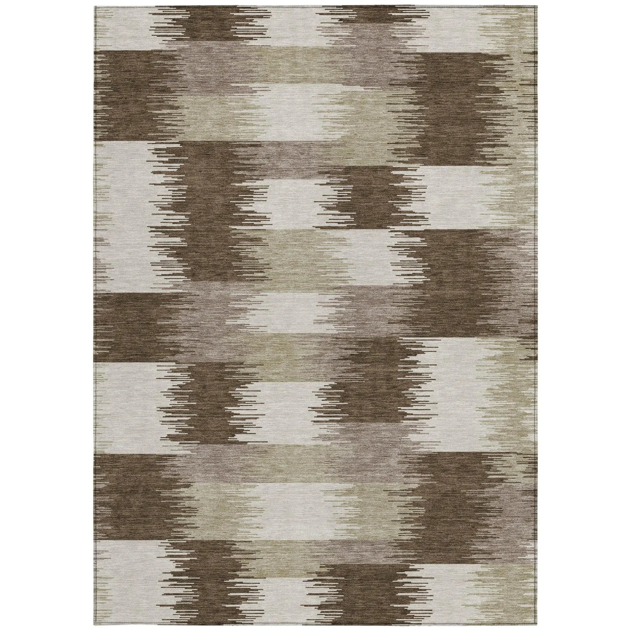 3' X 5' Chocolate And Brown Geometric Washable Indoor Outdoor Area Rug Homeroots Outdoor