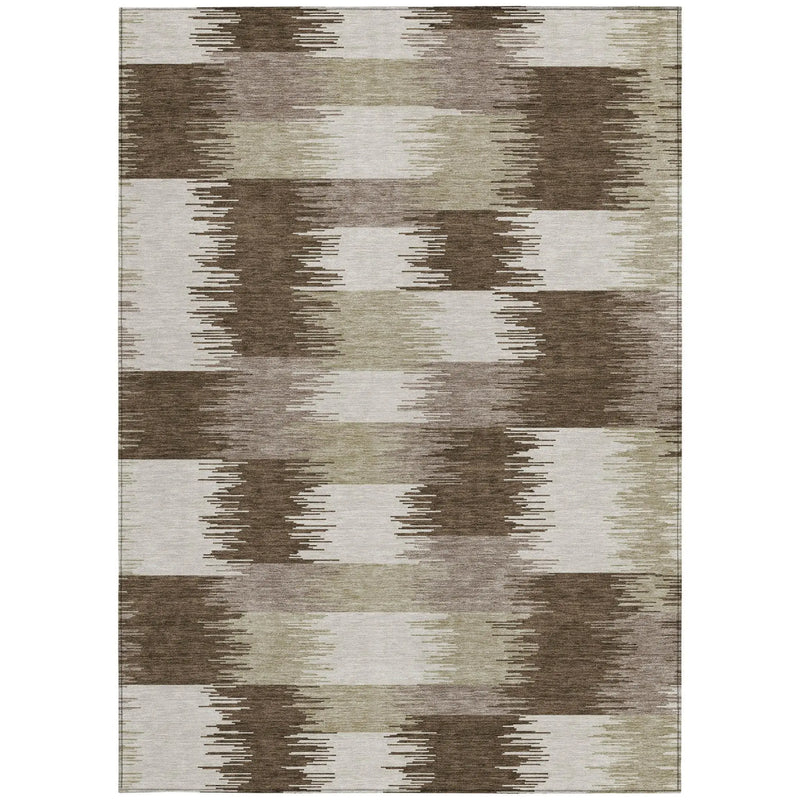 3' X 5' Chocolate And Brown Geometric Washable Indoor Outdoor Area Rug Homeroots Outdoor