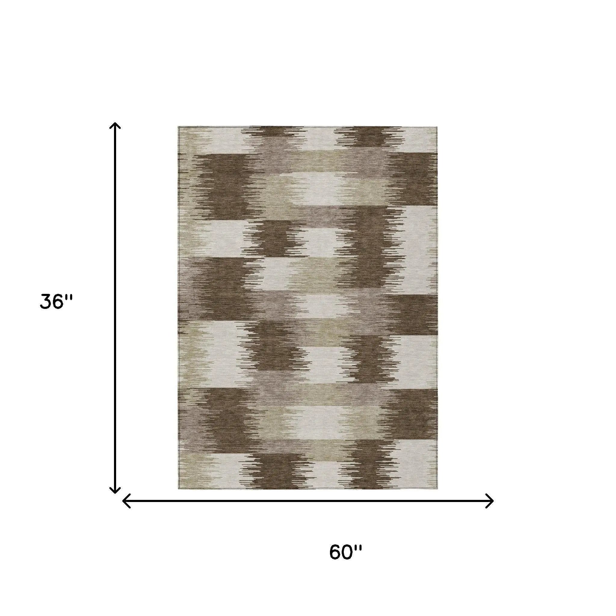 3' X 5' Chocolate And Brown Geometric Washable Indoor Outdoor Area Rug Homeroots Outdoor