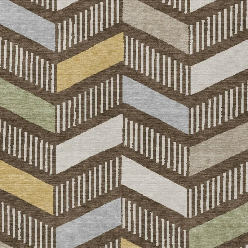 3' X 5' Chocolate And Brown Geometric Washable Indoor Outdoor Area Rug Homeroots Outdoor