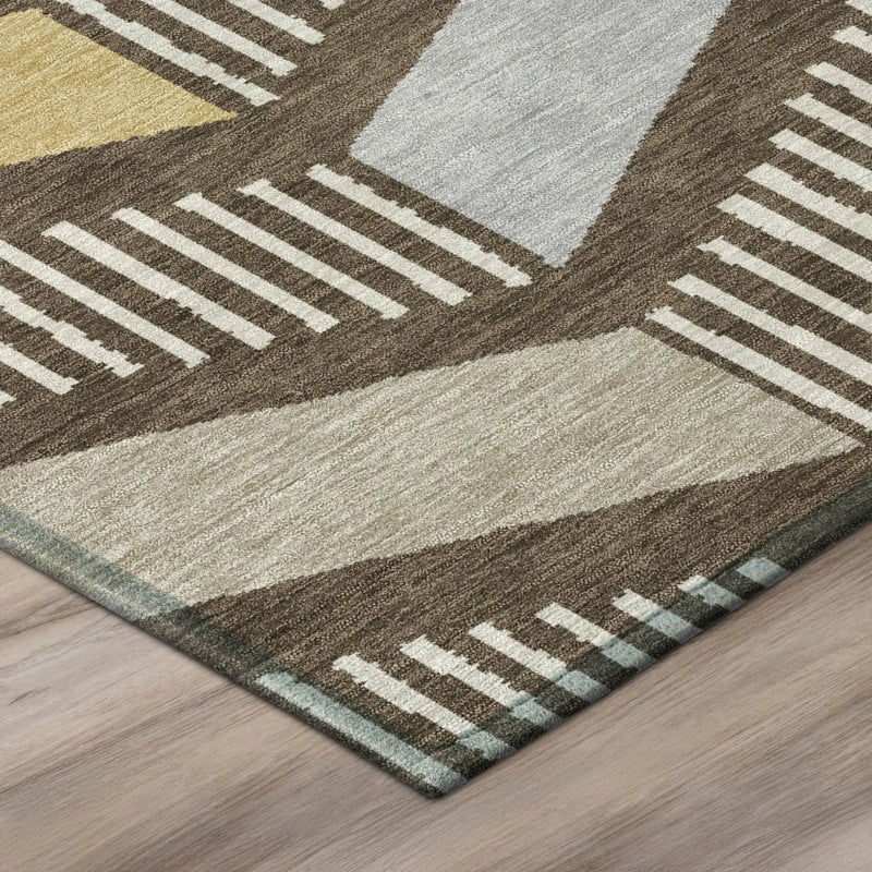 3' X 5' Chocolate And Brown Geometric Washable Indoor Outdoor Area Rug Homeroots Outdoor