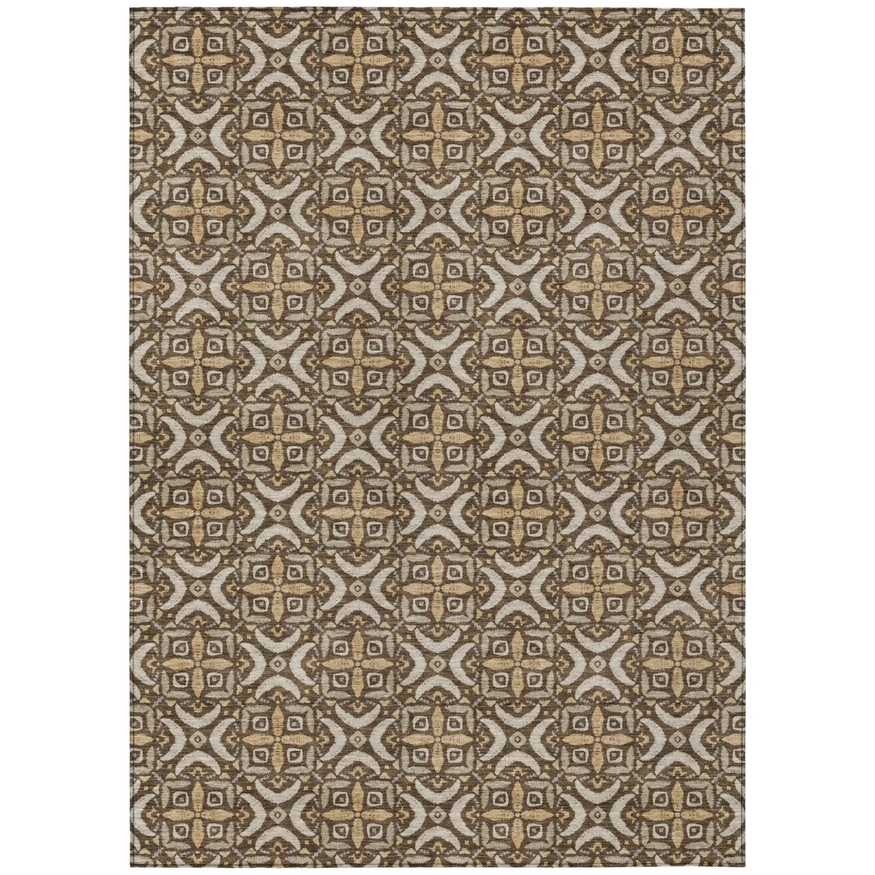 3' X 5' Chocolate And Brown Geometric Washable Indoor Outdoor Area Rug Homeroots Outdoor